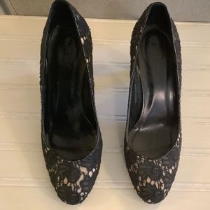 J. Crew black lace, patent leather 3” inch heel, size 9